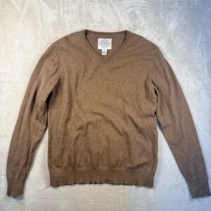 St. John's Bay Cotton Cashmere V-Neck Sweater Men's M Brown Classic
